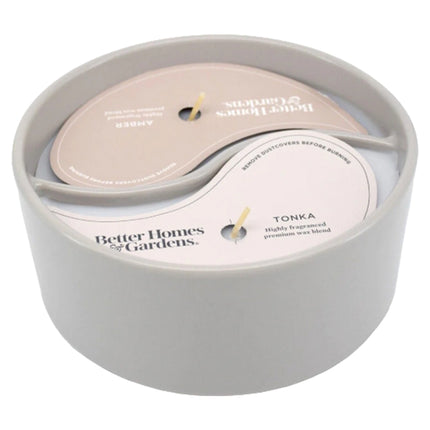 BH Amber & Tonka Double Wicked Ceramic Candle 453g