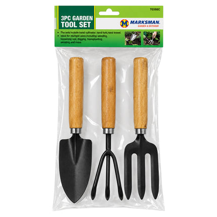 3PC Wooden Handle Garden Tool Set