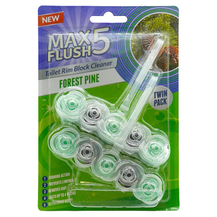 Max Flush 5 Forest Pine Toilet Rim Block 2pk