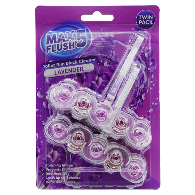 Max Flush 5 Lavender Toilet Rim Block 2pk