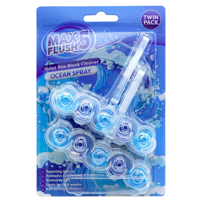 Max Flush 5 Ocean Spray Toilet Rim Block 2 Pack