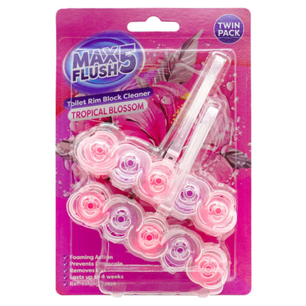 Max Flush 5 Tropical Blossom Toilet Rim Block 2 Pack