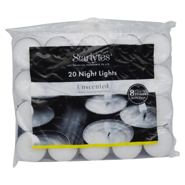 Starlytes Unscented 8 Hour Tea Lights 20 Pack