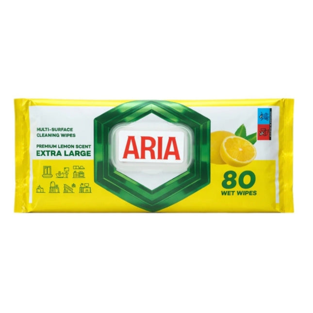 Aria Xl Lemon Multi Surface Wipes 80s
