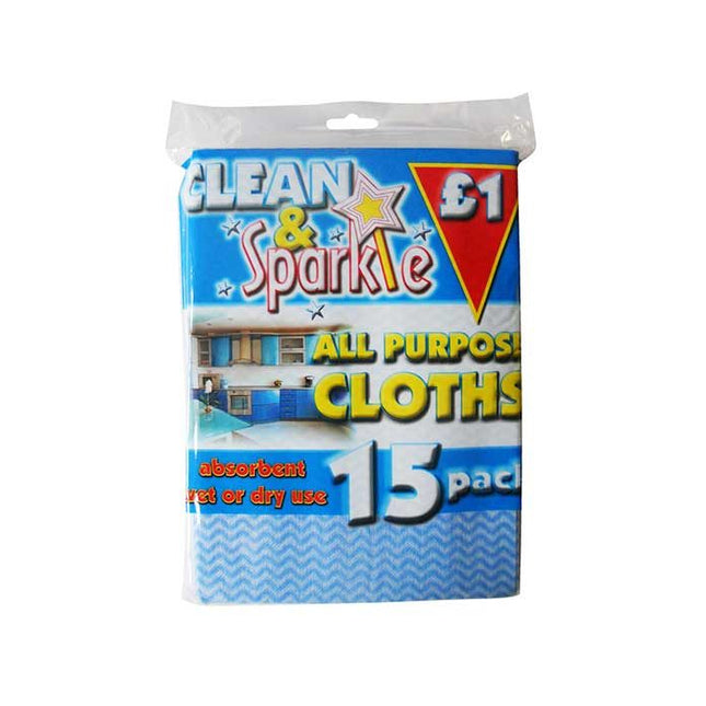 Clean & Sparkle All Purpose Cloths x15 £1.00