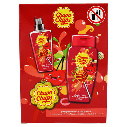 Chupa Chups Shower Gel 300ml Body Mist 100ml and Sponge Set