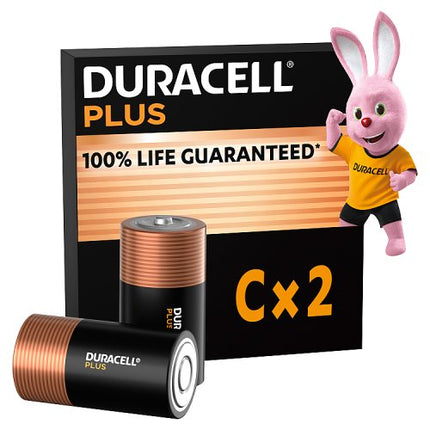 Duracell Plus C Alkaline Batteries x2