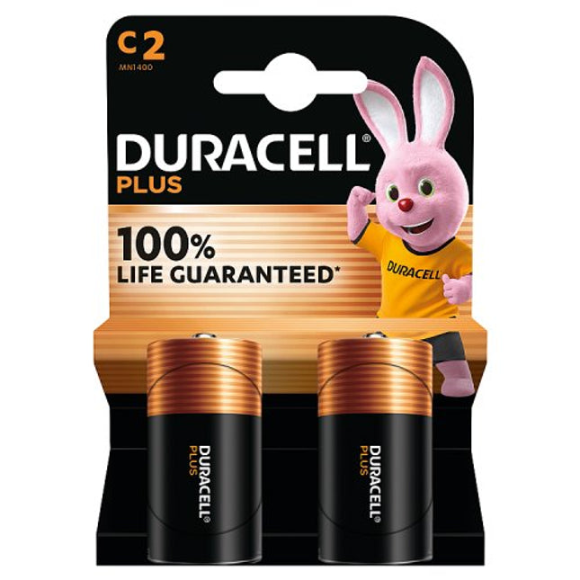 Duracell Plus C Alkaline Batteries x2