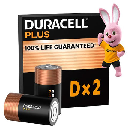 Duracell Plus D Alkaline Batteries x2