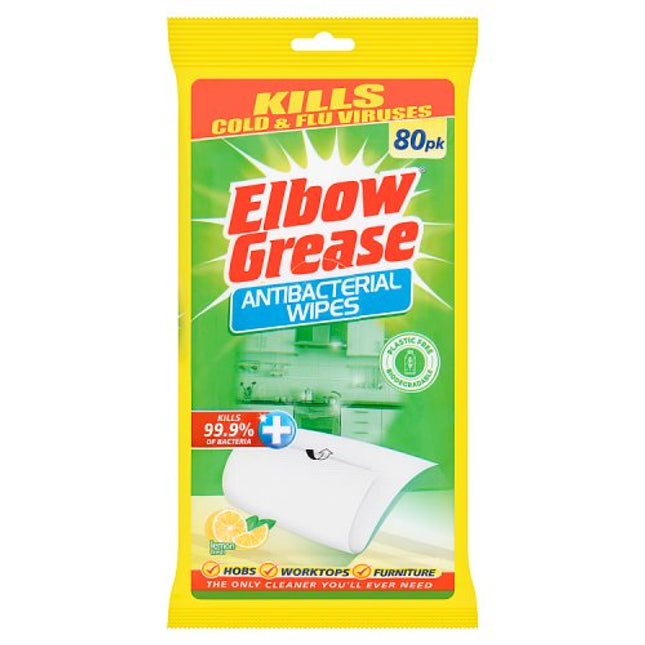 Elbow Grease Biodegradable Anti-Bacterial Surface Wipes x80