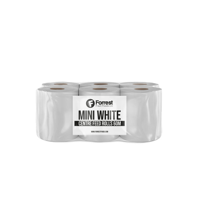 Forrest Mini White Centrefeed Roll 2ply 60m x6