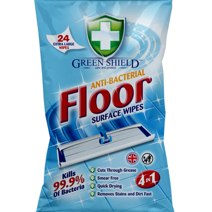 Green Shield XL Anti-Bacterial Floor Wipes 24 Wipes