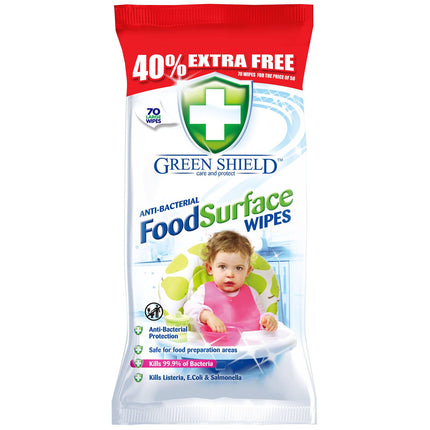 Green Shield Anti-Bacterial Food Surface Wipes 70 Wipes