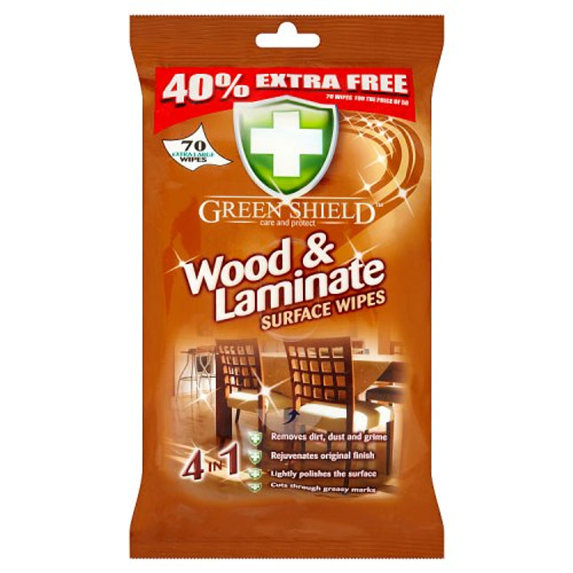 Green Shield Wood & Laminate Surface 70 Wipes