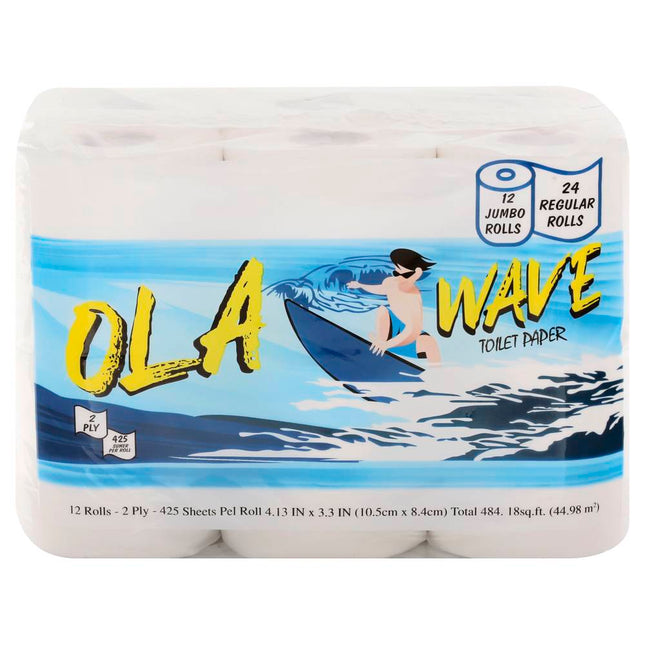 Ola Wave Jumbo Toilet Tissue 2ply 12 Rolls