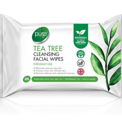 Pure Tea Tree Cleansing Facial Wipes x25