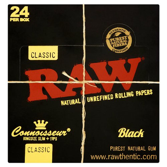 Raw Black King Size Slim Rolling Papers & Tips 32pc