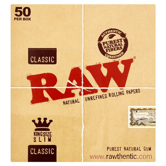 Raw King Size Slim Classic Rolling Papers 32pc