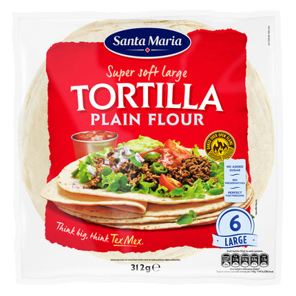 Santa Maria 6x Large Flour Soft Tortillas 312G