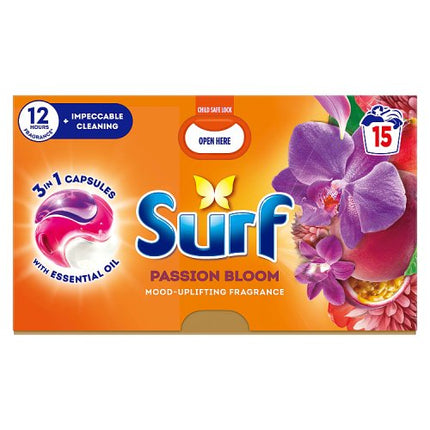 Surf 3 in 1 Laundry Washing Detergent Capsules Passion Bloom 15 washes
