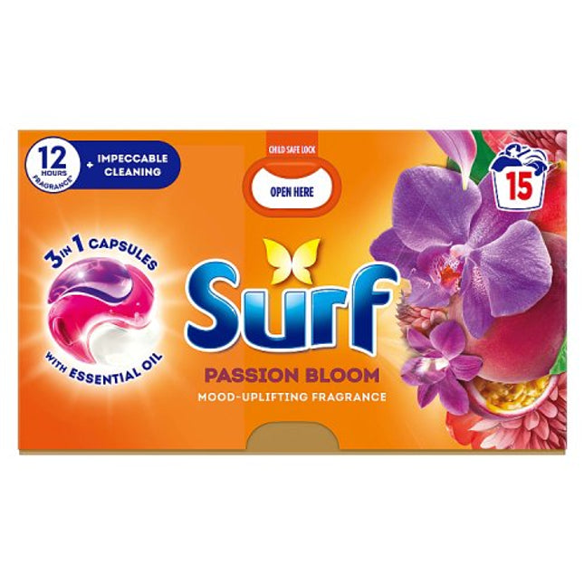 Surf 3 in 1 Laundry Washing Detergent Capsules Passion Bloom 15 washes