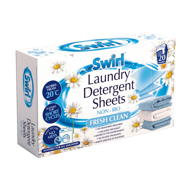 Swirl Non Bio Fresh Clean Laundry Detergent Sheets x20