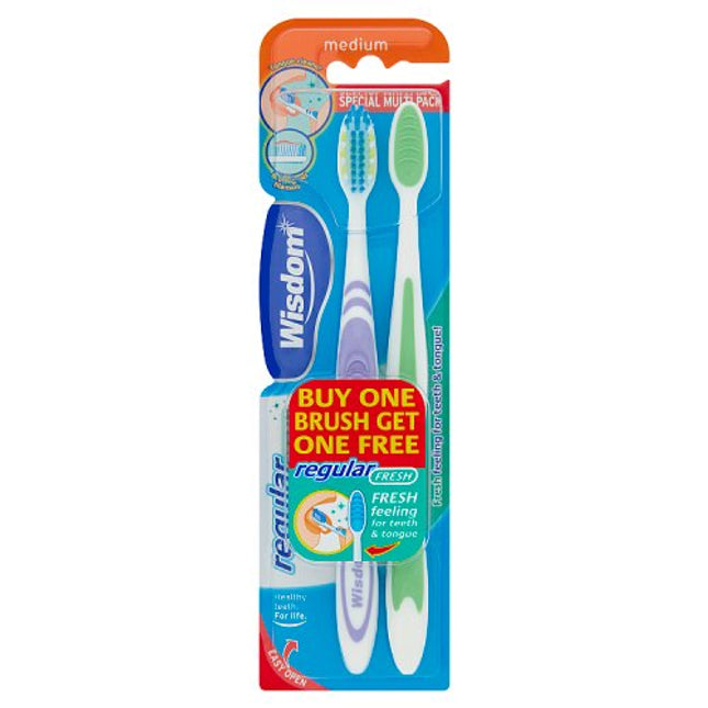 Wisdom Regular Medium Toothbrush x2