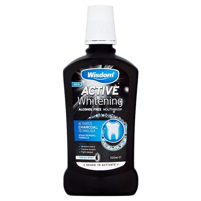 Wisdom Active Whitening Charcoal Mouthwash 500ml bottle