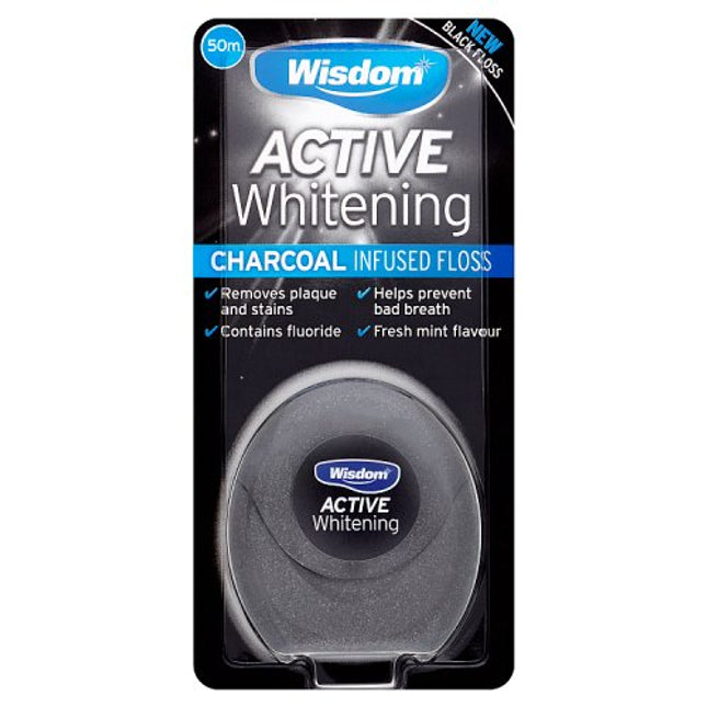 Wisdom Active Whitening Charcoal Floss 50m