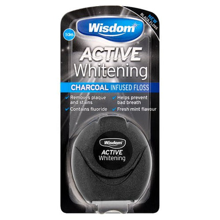Wisdom Active Whitening Charcoal Floss 50m