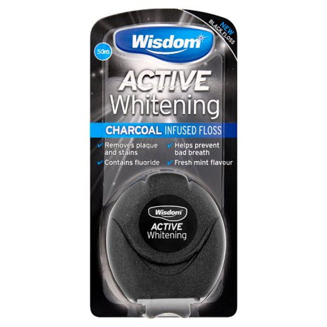 Wisdom Active Whitening Charcoal Floss 50m