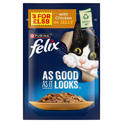 Felix As Good As It Looks Chicken in Jelly Wet Cat Food 85g 3 for 1 59