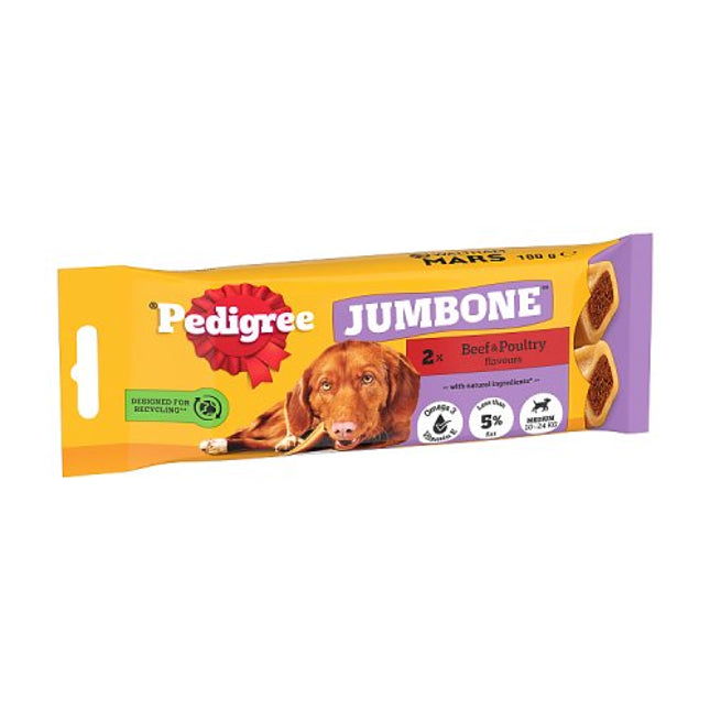 Pedigree Jumbone Adult Medium Dog Treat Beef & Poultry 2 Chews 180g