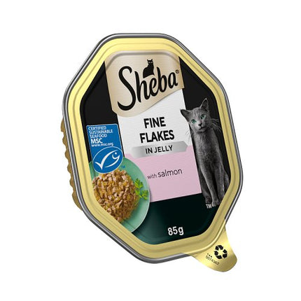 SHEBA Fine Flakes Cat Tray with Salmon Jelly 85g