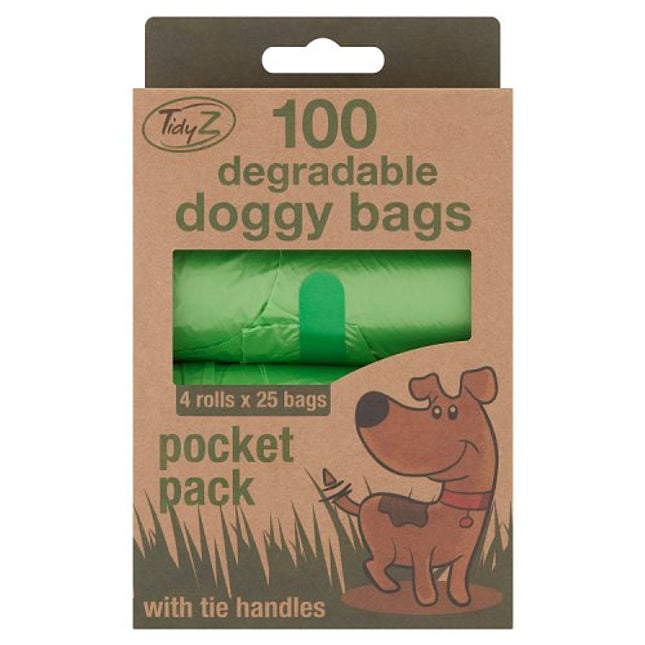 Tidyz Doggy Bags with Tie Handles 4x25 Bags