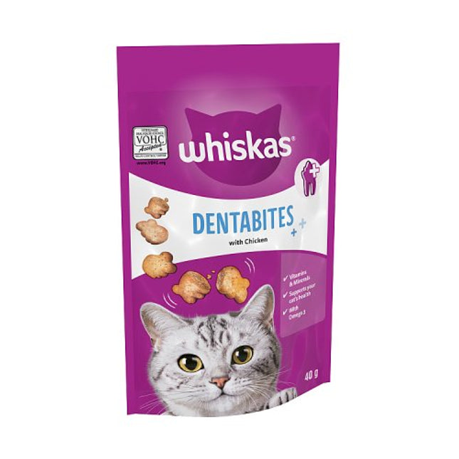 WHISKAS Dentabites Cat Treats with Chicken 40g