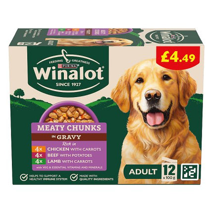 Winalot Meaty Chunks Mixed in Gravy Wet Dog Food 12 x 100g pack