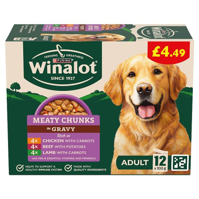 Winalot Meaty Chunks Mixed in Gravy Wet Dog Food 12x100g £4.49