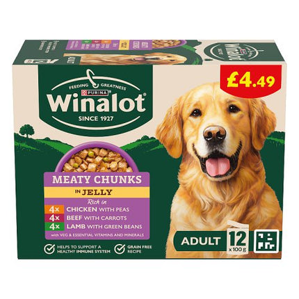 Winalot Meaty Chunks Mixed in Jelly Wet Dog Food 12 x 100g pack
