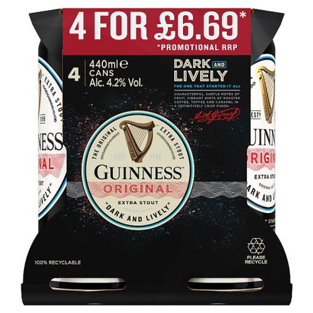 Guinness Draught 440ml Cans 4 pack