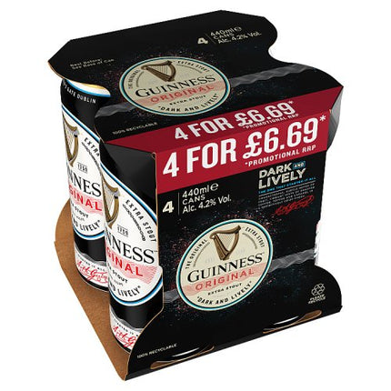 Guinness Draught Cans 4 x 440ml £6.69