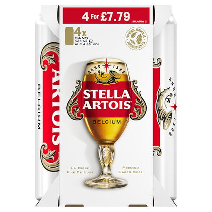 Stella Artois Lager Pint 568ml Cans 4 pack