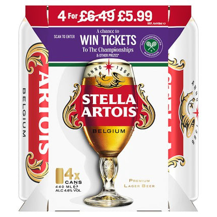 Stella Artois 440ml Can 4 pack