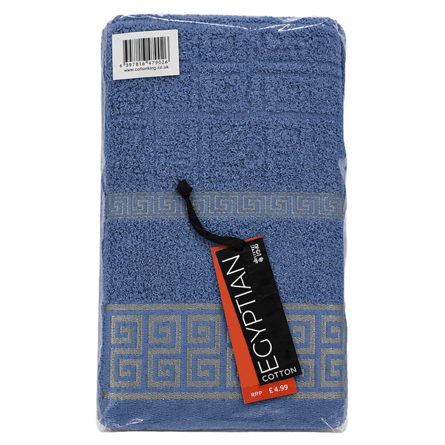Greek Key Hand Towel 3 Pack Blue 50x90cm