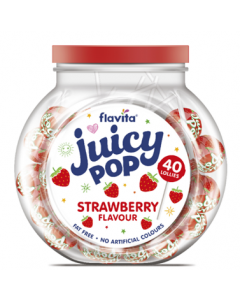 Flavita Juicy Pop Lollies Strawberry Jar 400g