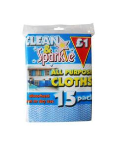 Clean & Sparkle All Purpose Cloths 15 Pack