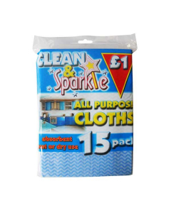 Clean & Sparkle All Purpose Cloths 15 Pack
