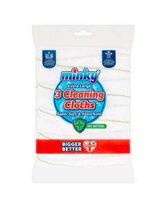 Minky Extra Large Anti-Bacterial Cleaning Cloths 3 Pack