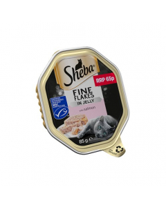 Sheba Fine Flakes Wet Cat Food Tray with Salmon in Jelly 85g