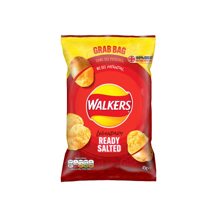 Walkers Grab Bag Ready Salted 45g 1 x 45g Walkers Regular Bags MegaRetailer